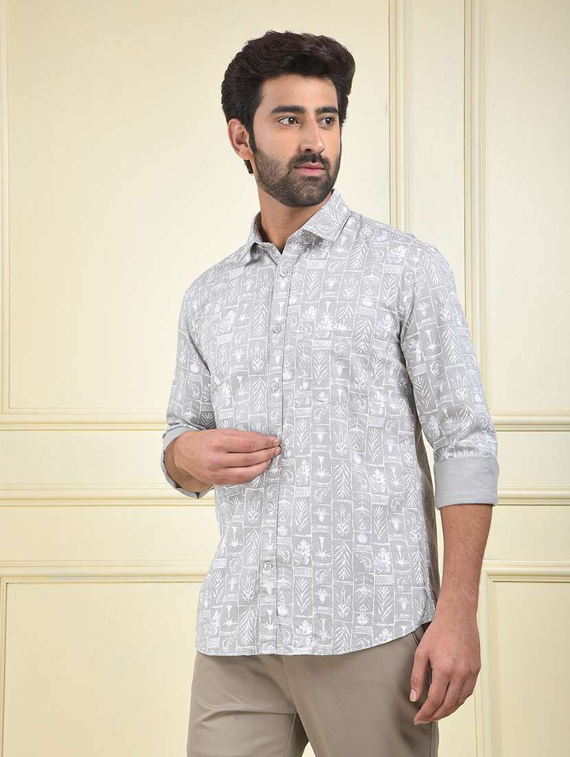 men printed long sleeve regular fit casual shirt - 22102038 - Standard Image - 1