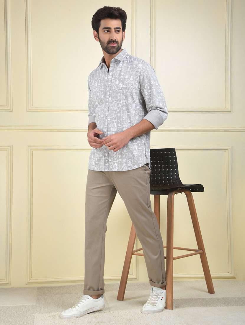 men printed long sleeve regular fit casual shirt - 22102038 - Standard Image - 4