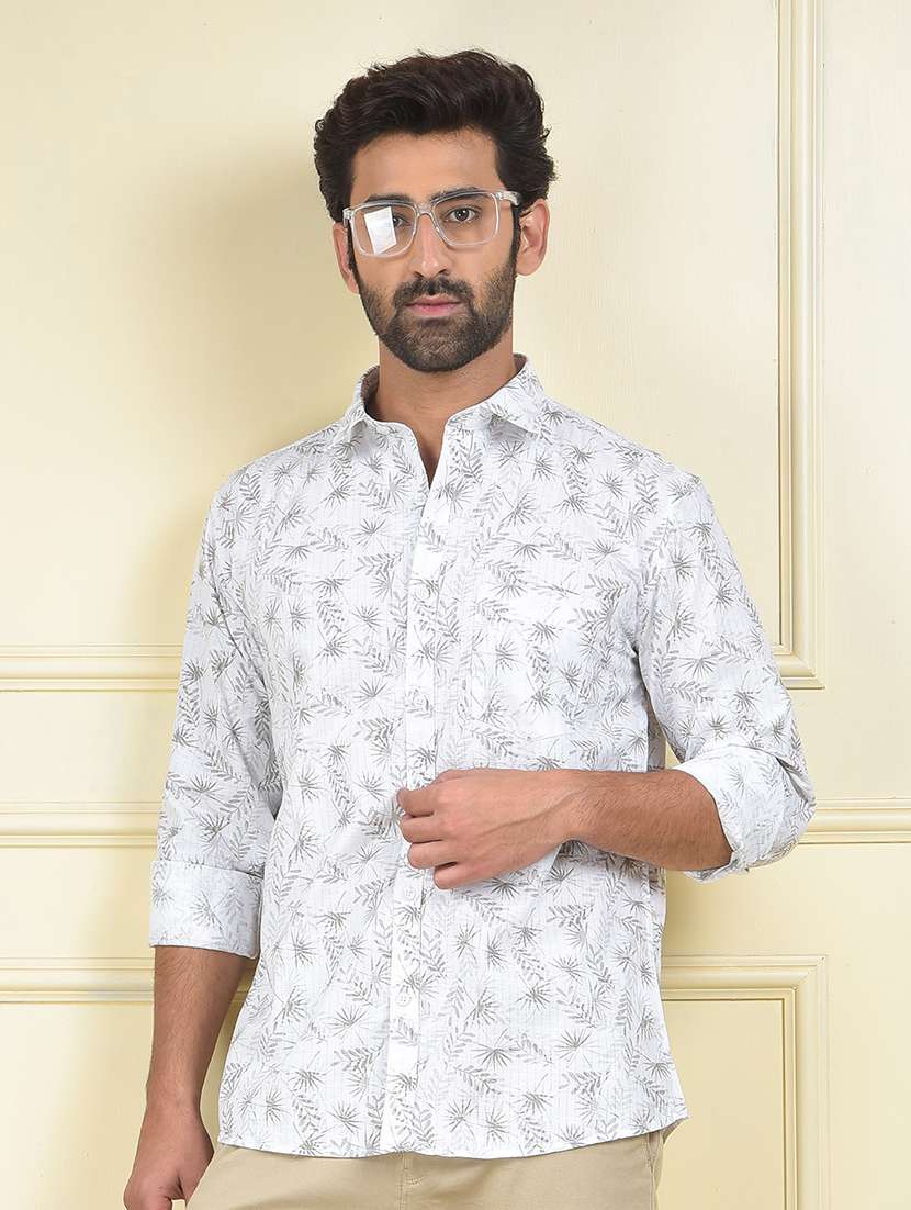 men printed long sleeve regular fit casual shirt