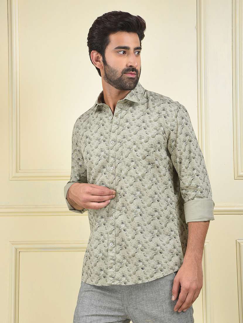 men floral printed long sleeve regular fit casual shirt - 22102040 -  Standard Image - 1
