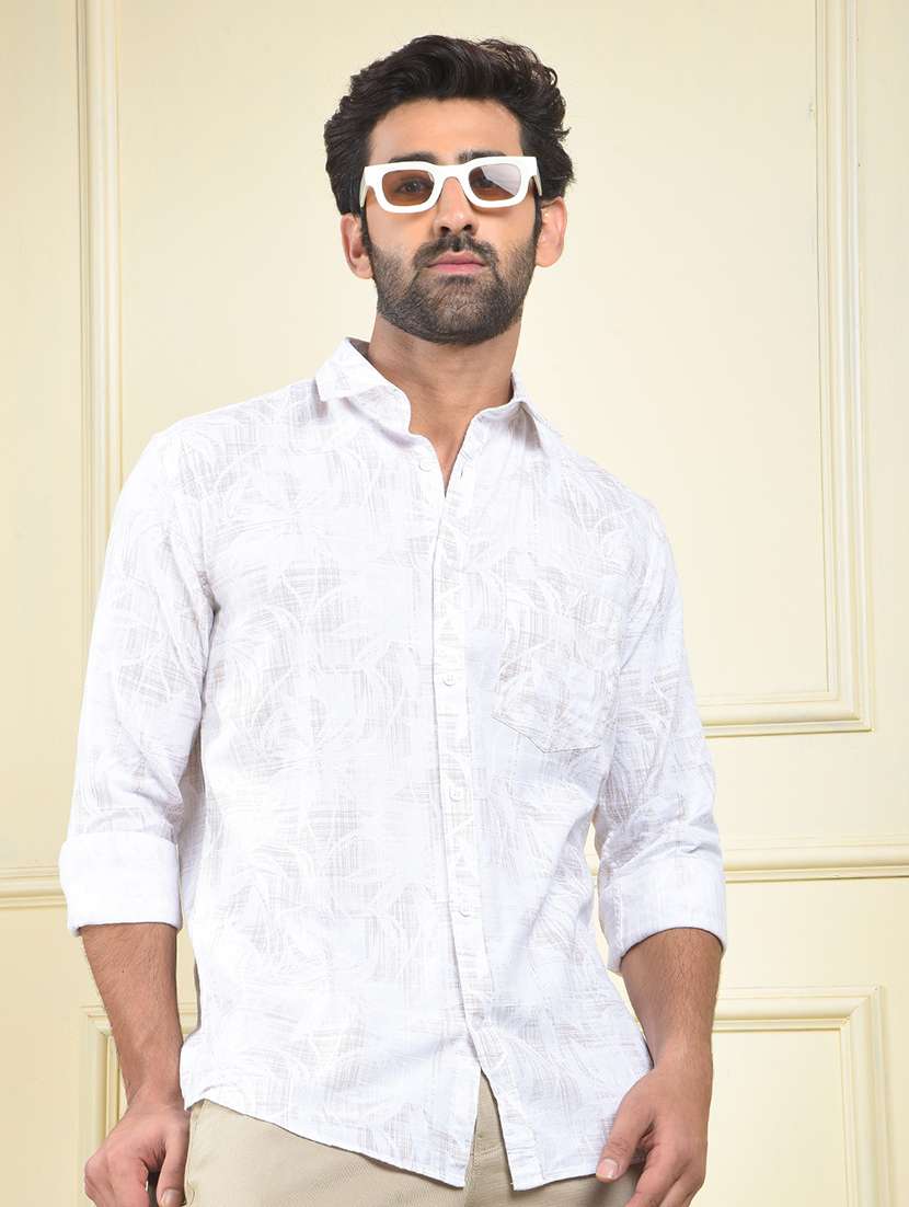 men printed long sleeve regular fit casual shirt