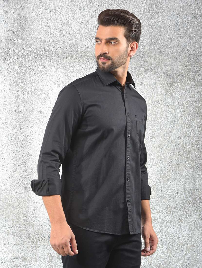 men solid long sleeve regular fit casual shirt - 22102055 -  Standard Image - 1