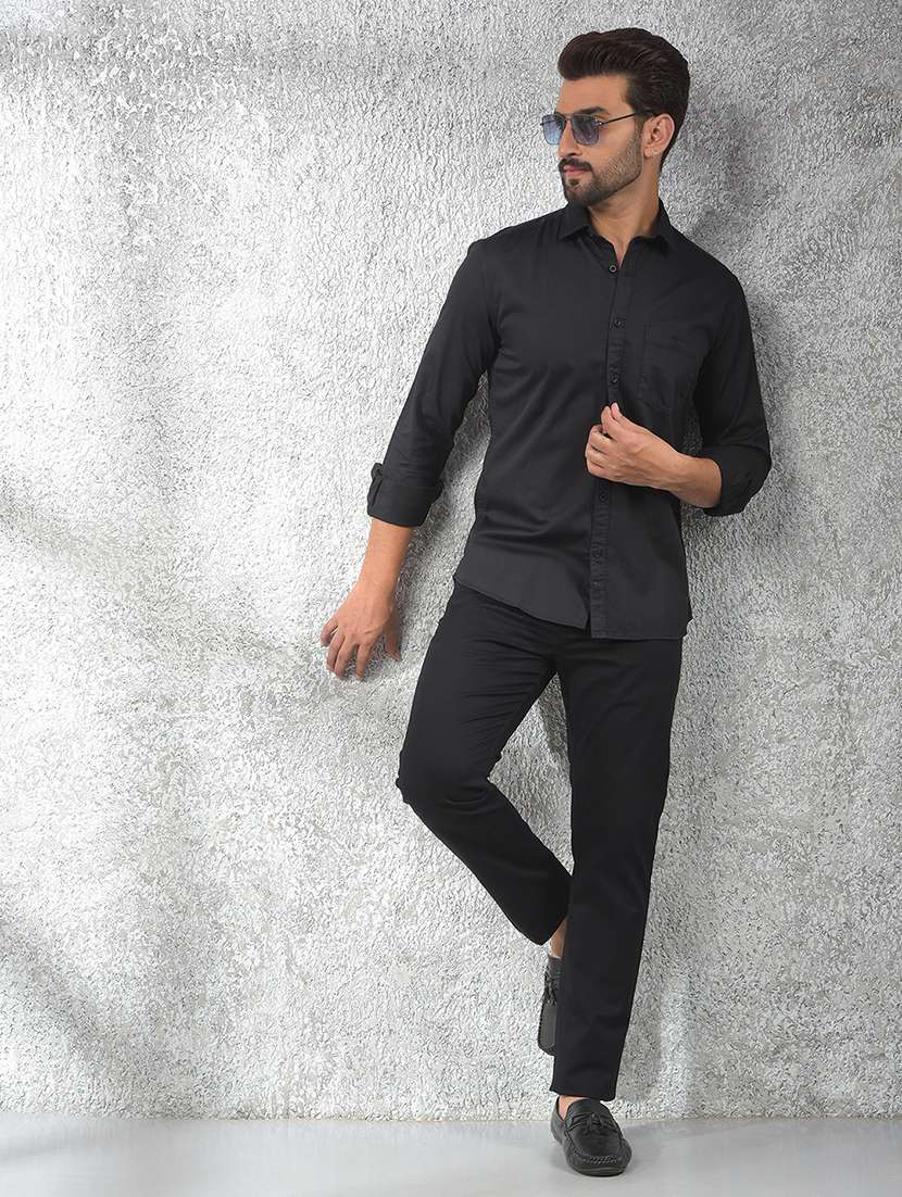 men solid long sleeve regular fit casual shirt - 22102055 - Standard Image - 4