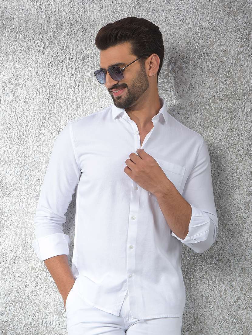 men solid long sleeve regular fit casual shirt
