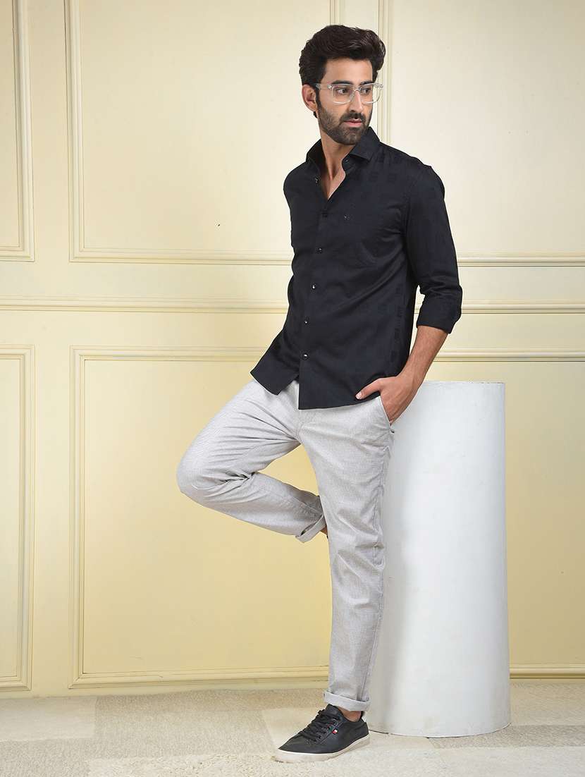men solid long sleeve regular fit casual shirt - 22102064 - Standard Image - 4