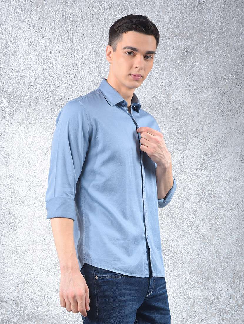 men solid long sleeve regular fit casual shirt - 22102069 -  Standard Image - 1