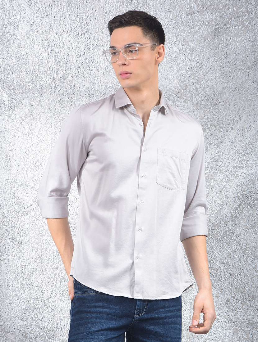 men solid long sleeve regular fit casual shirt