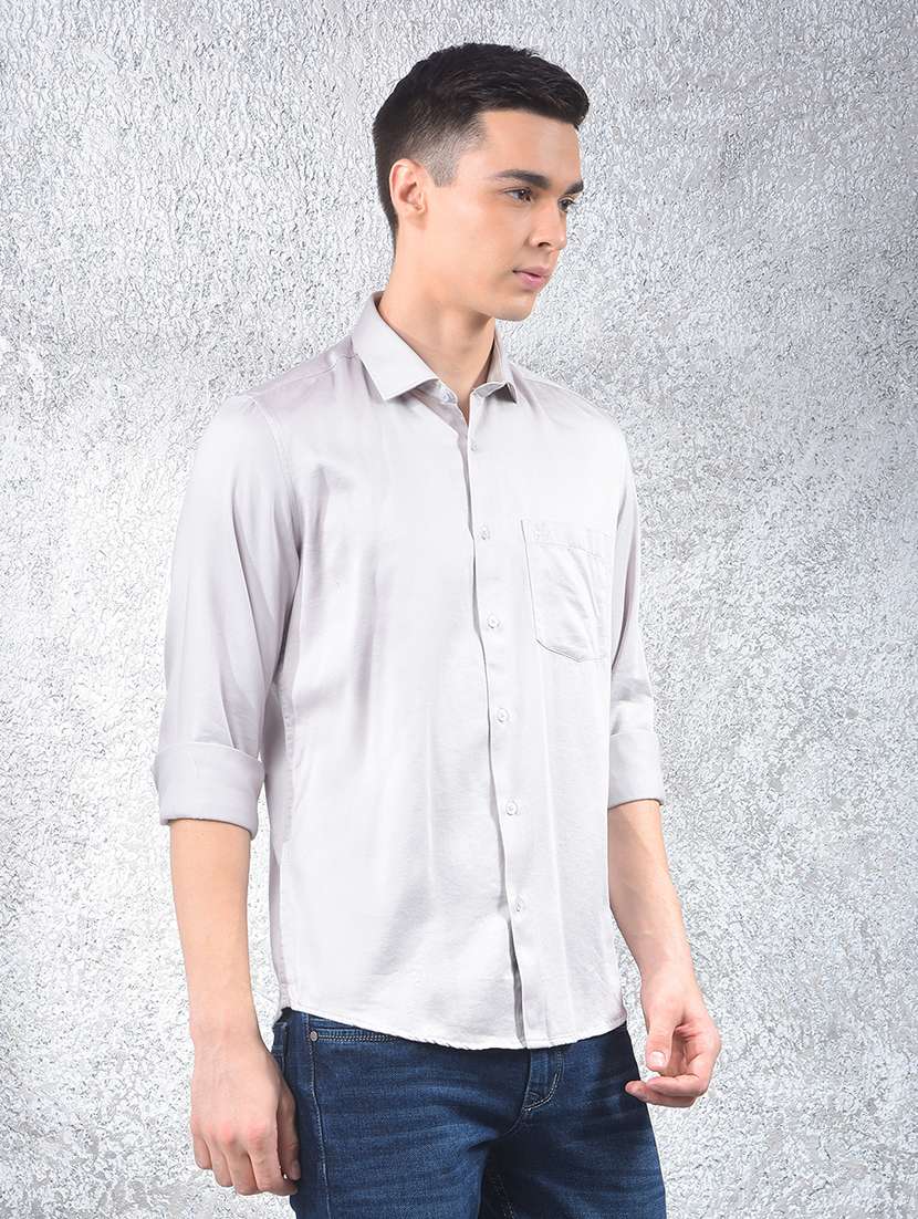men solid long sleeve regular fit casual shirt - 22102072 -  Standard Image - 1