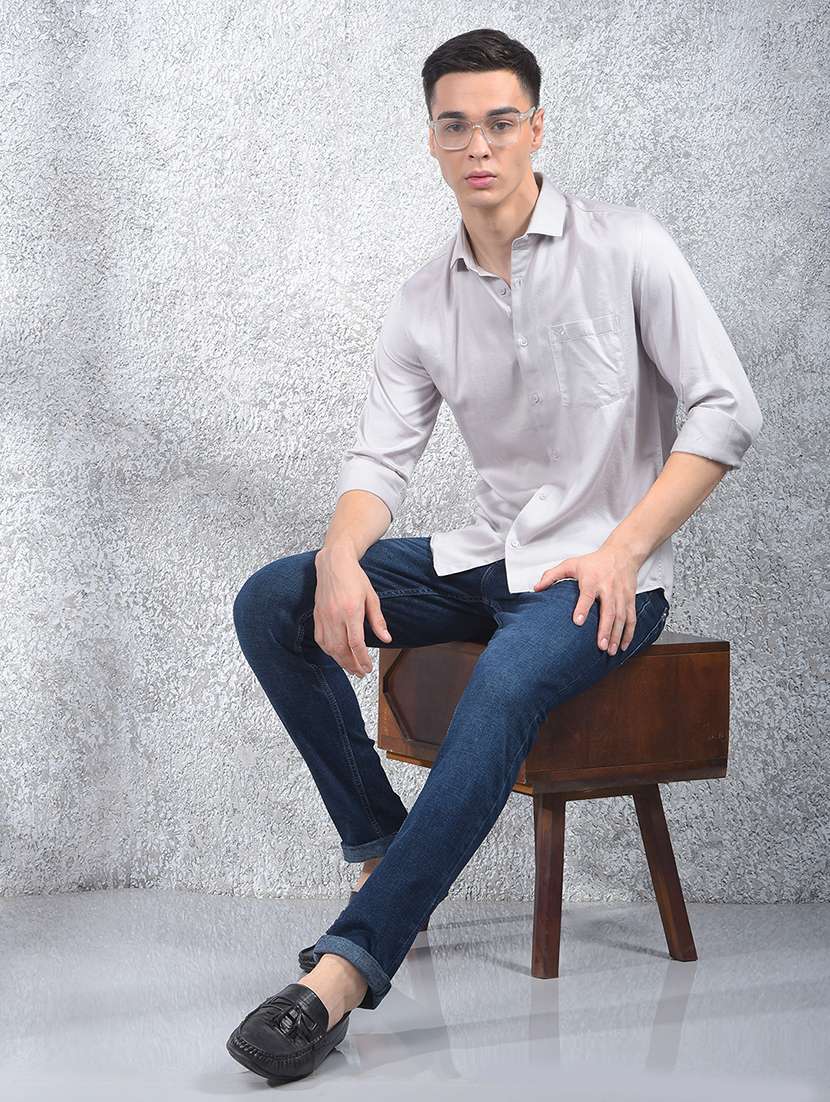 men solid long sleeve regular fit casual shirt - 22102072 -  Standard Image - 4