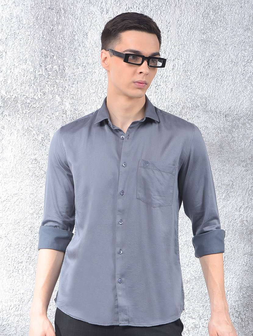 men solid long sleeve regular fit casual shirt