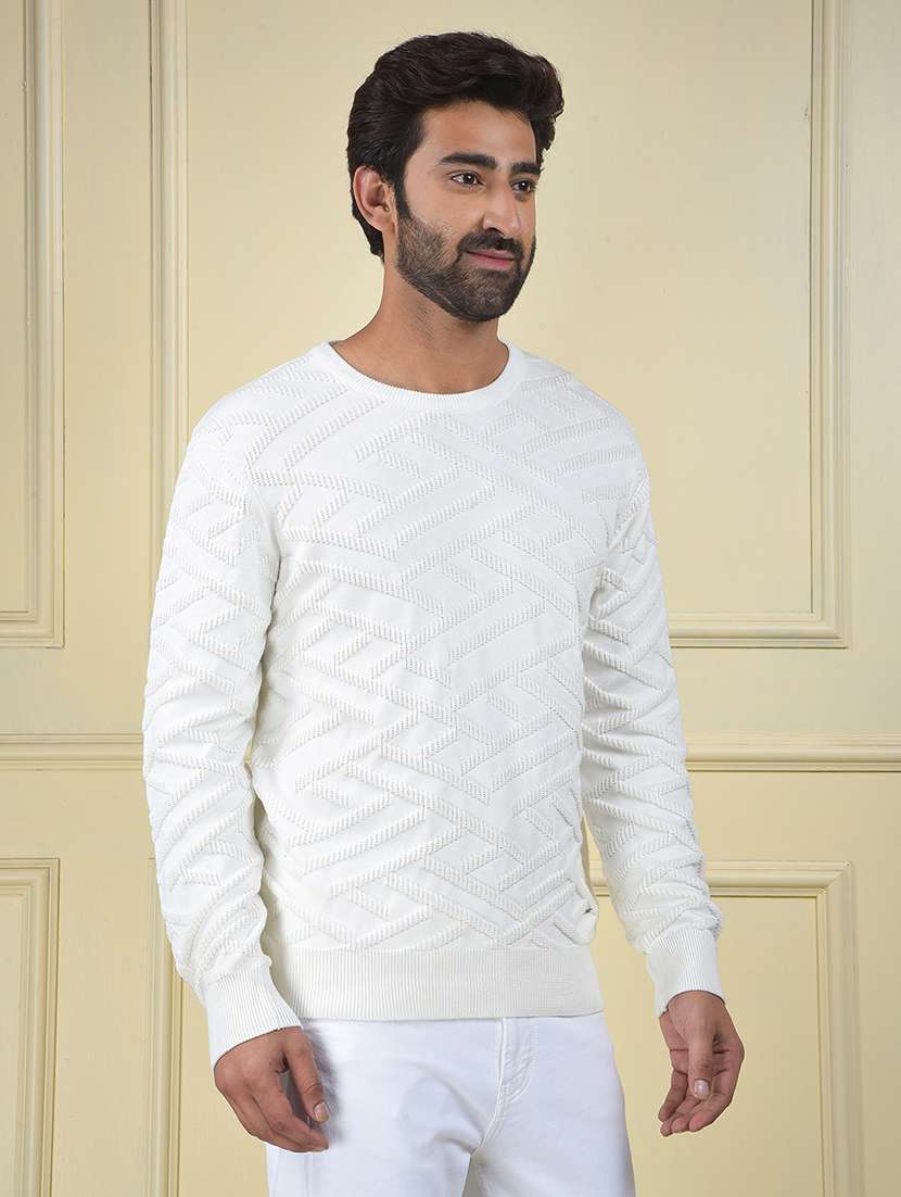 men self designed long sleeve pullover - 22102092 -  Standard Image - 1