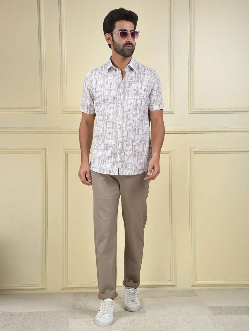 men solid mid rise flat front chinos trouser - 22102117 -  Standard Image - 6