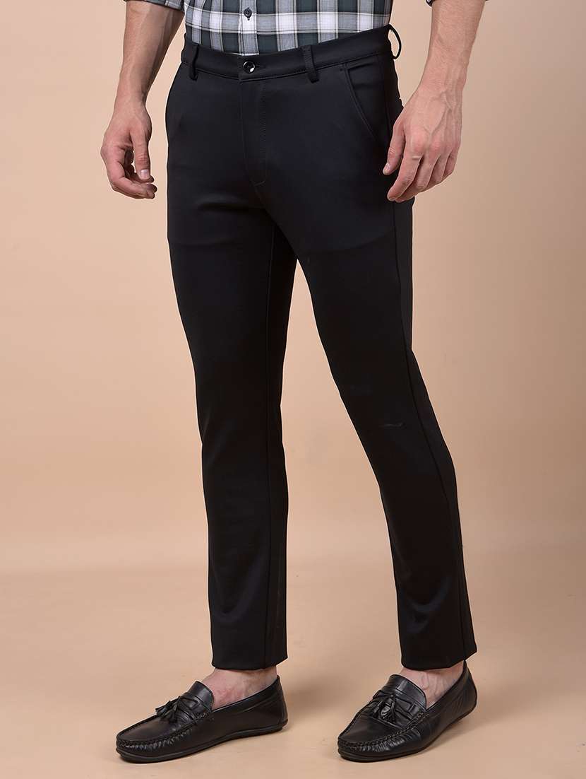 men solid mid rise flat front chinos trouser - 22102121 -  Standard Image - 1