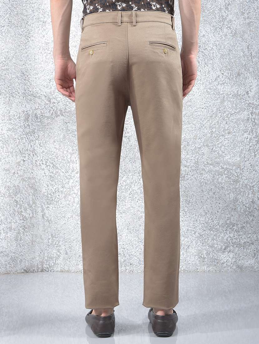 men solid mid rise flat front chinos trouser - 22102122 -  Standard Image - 4