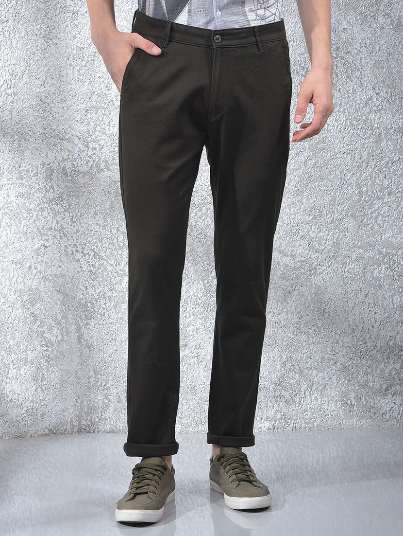 men solid mid rise flat front chinos trouser - 22102123 -  Zoom Image - 0