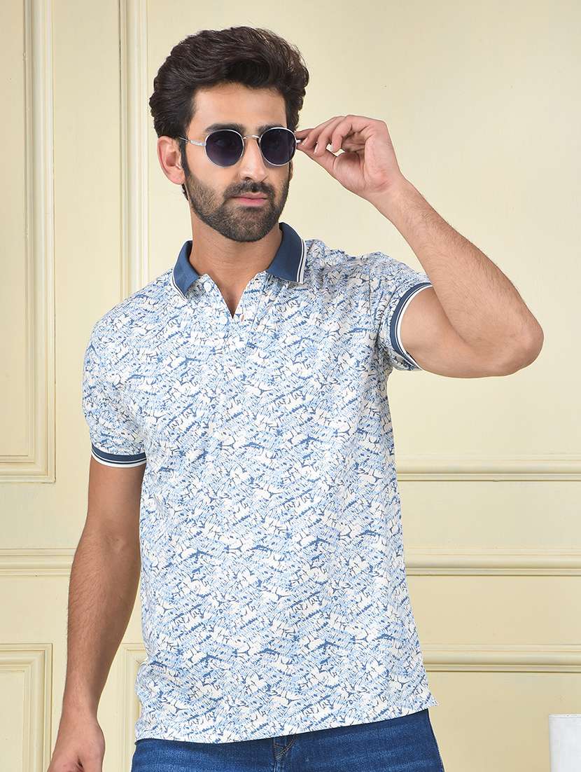 men printed short sleeve regular fit polo t-shirt