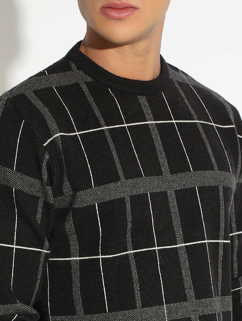 men checkered long sleeve regular fit pullover - 22102138 -  Standard Image - 4