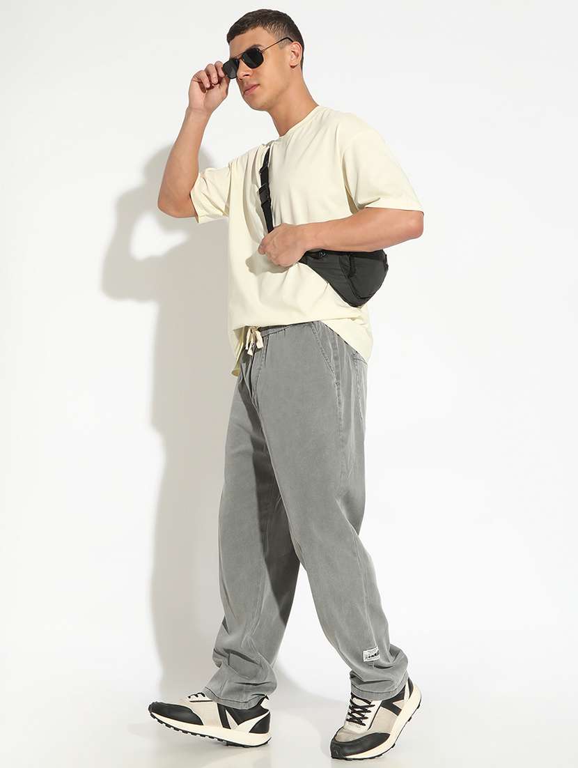 men solid low rise flat front casual trouser - 22102180 - Standard Image - 4