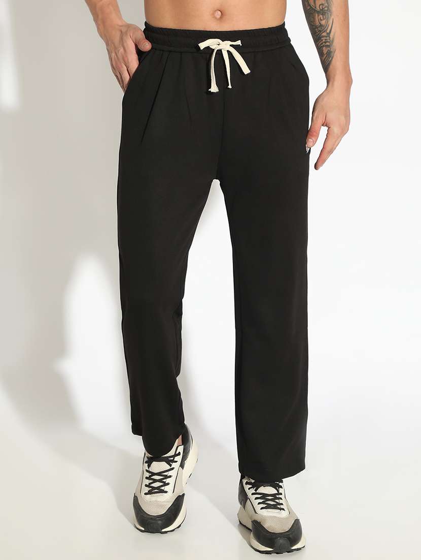 men solid low rise flat front casual trouser - 22102182 -  Standard Image - 1