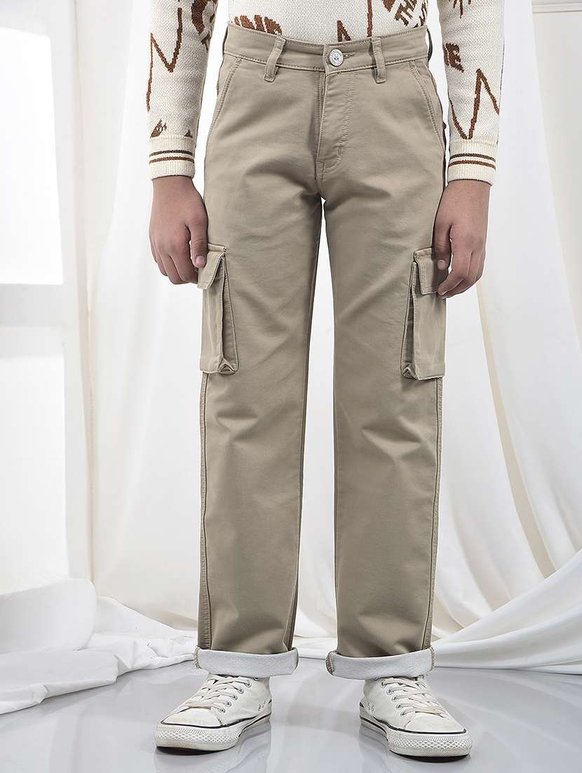 boys solid mid rise cargo