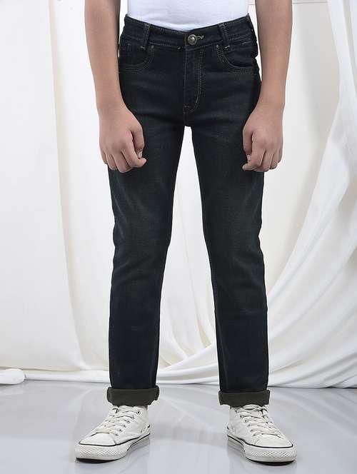 Boys Solid Mid Rise Slim Fit Jean