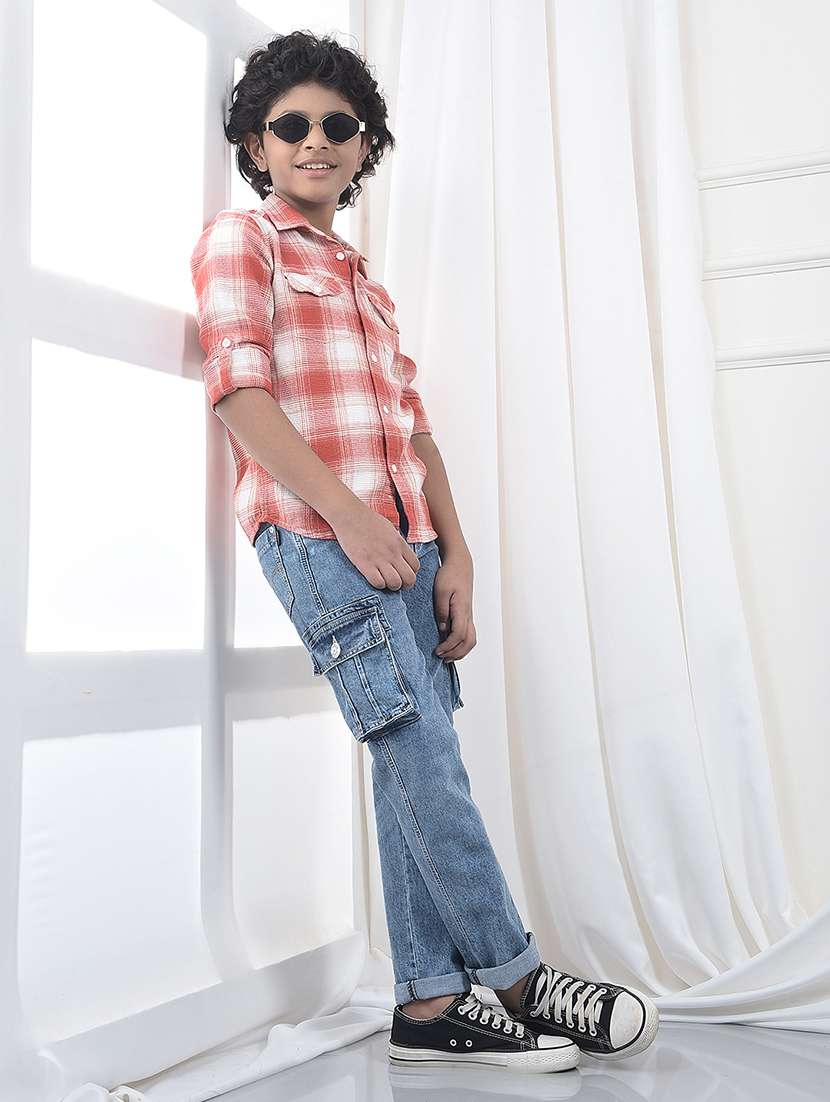 boys solid mid rise slim fit cargo - 22102203 -  Standard Image - 4