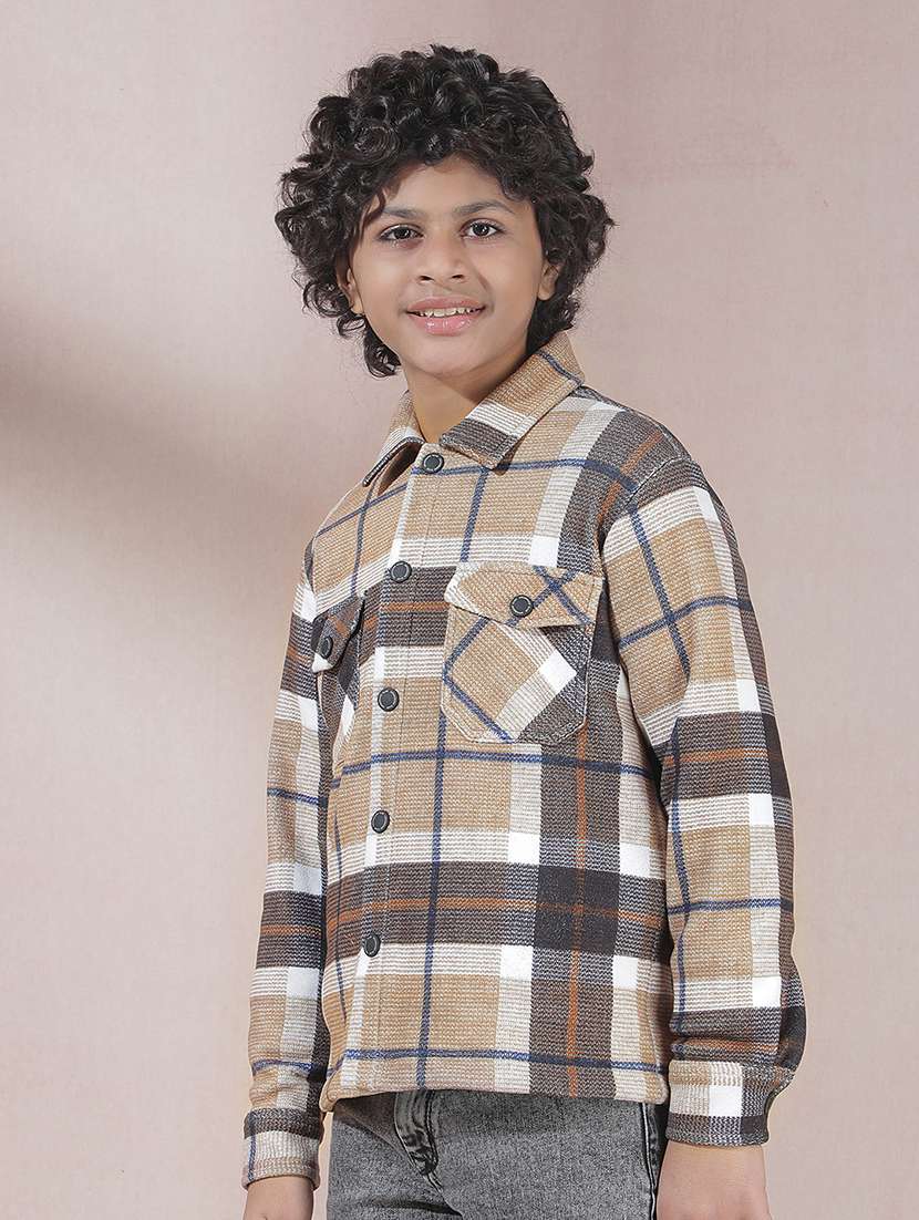 boys checkered collared long sleeve shacket - 22102206 -  Standard Image - 4