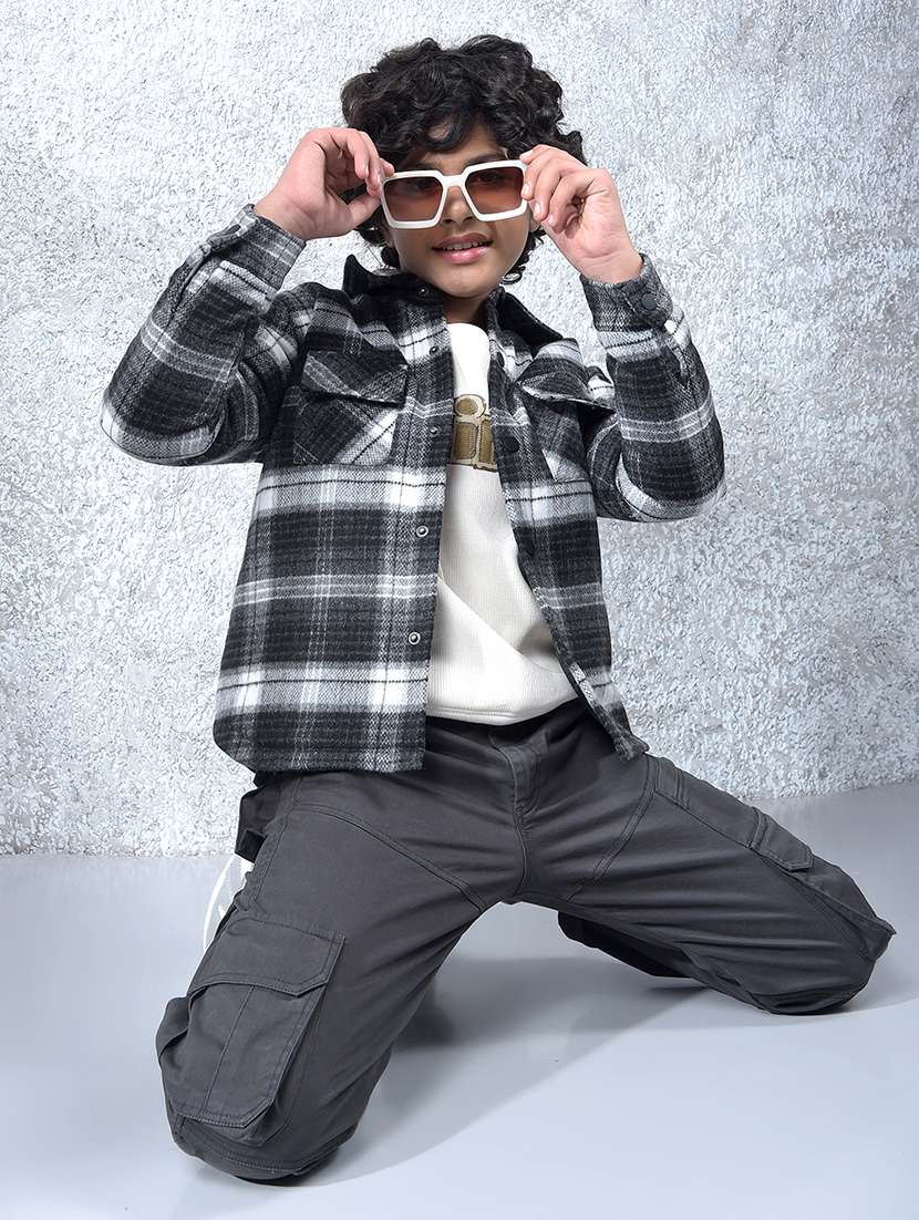 Boys Checkered Long Sleeve Shacket - 22102207 -  Standard Image - 6