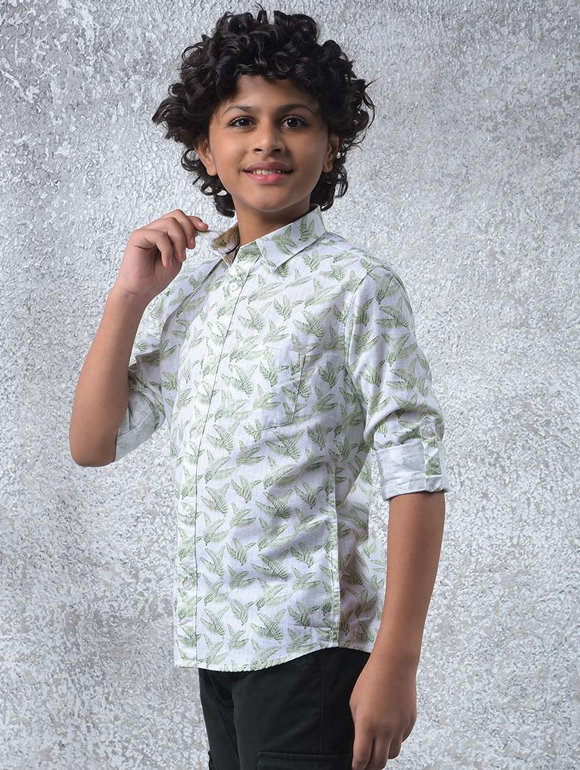 boys printed collared long sleeve shirt - 22102218 -  Standard Image - 1