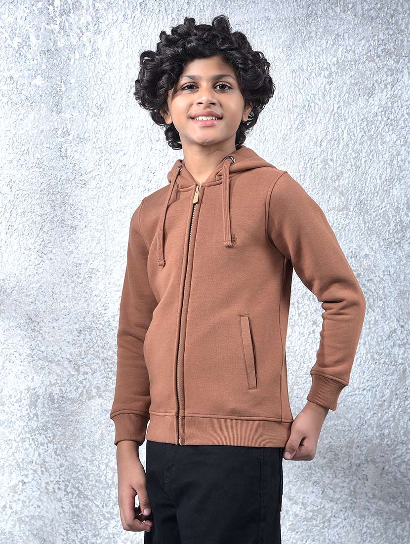 boys solid long sleeve hooded sweatshirt - 22102245 -  Standard Image - 4