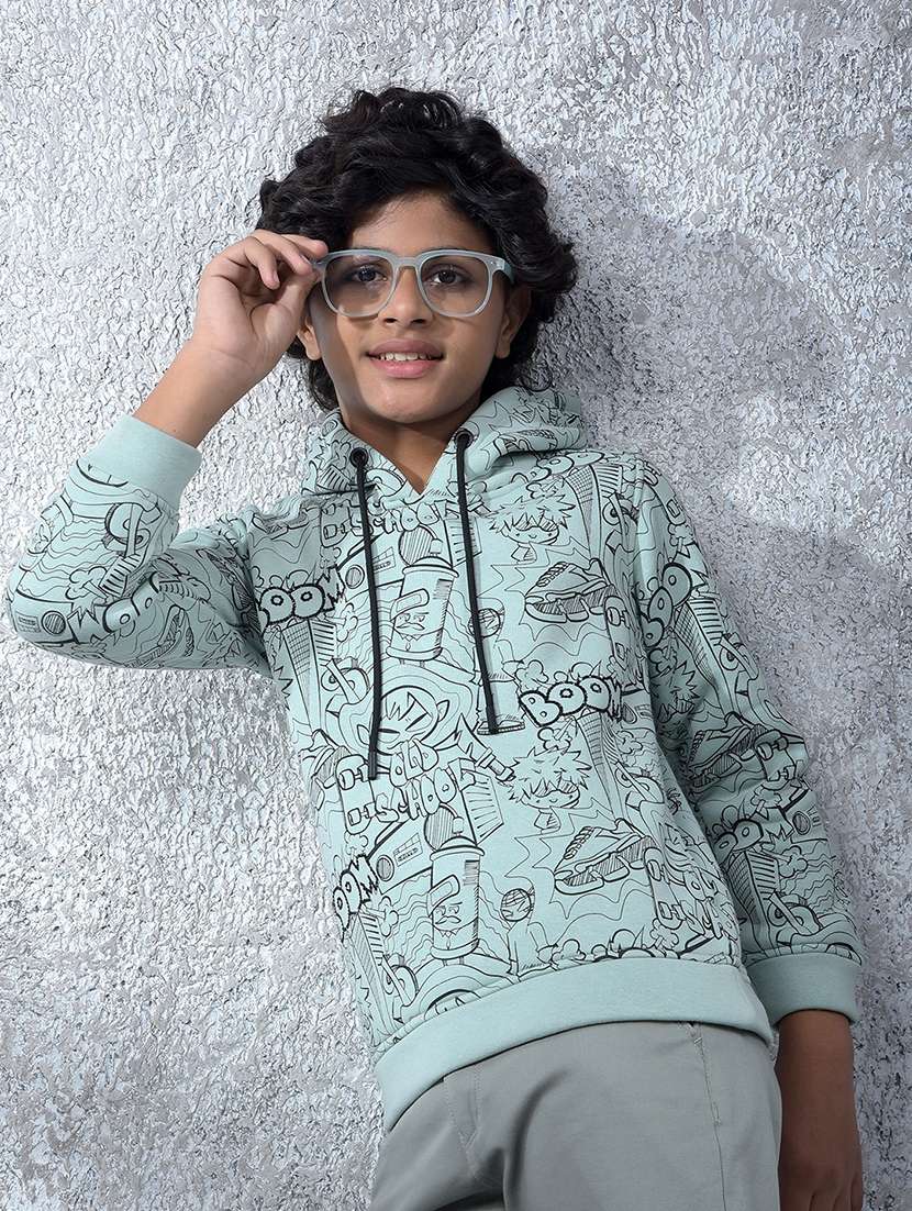 boys printed long sleeve hooded sweatshirt