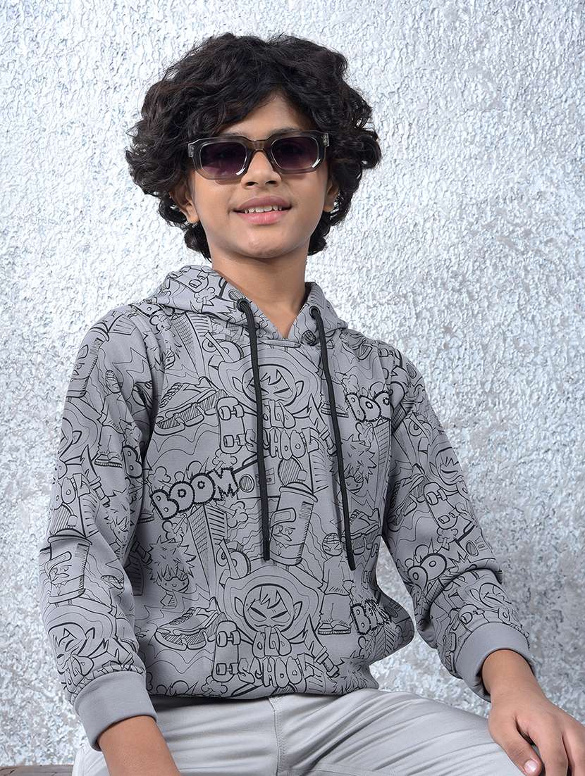 boys printed long sleeve hooded sweatshirt
