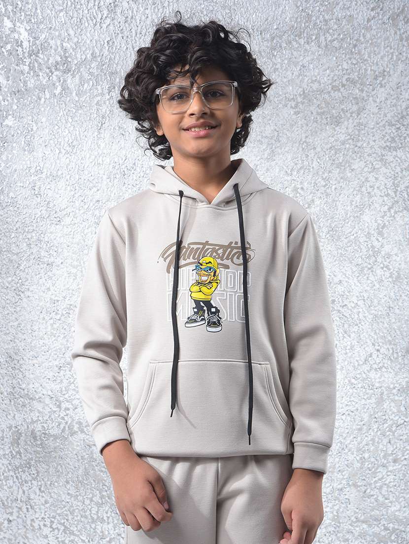 boys printed long sleeve hooded sweatshirt