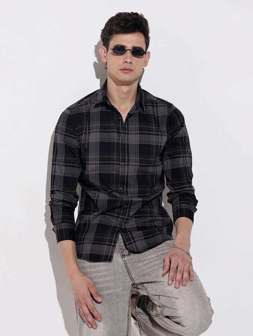 men checkered long sleeve regular fit casual shirt - 22102285 -  Standard Image - 1
