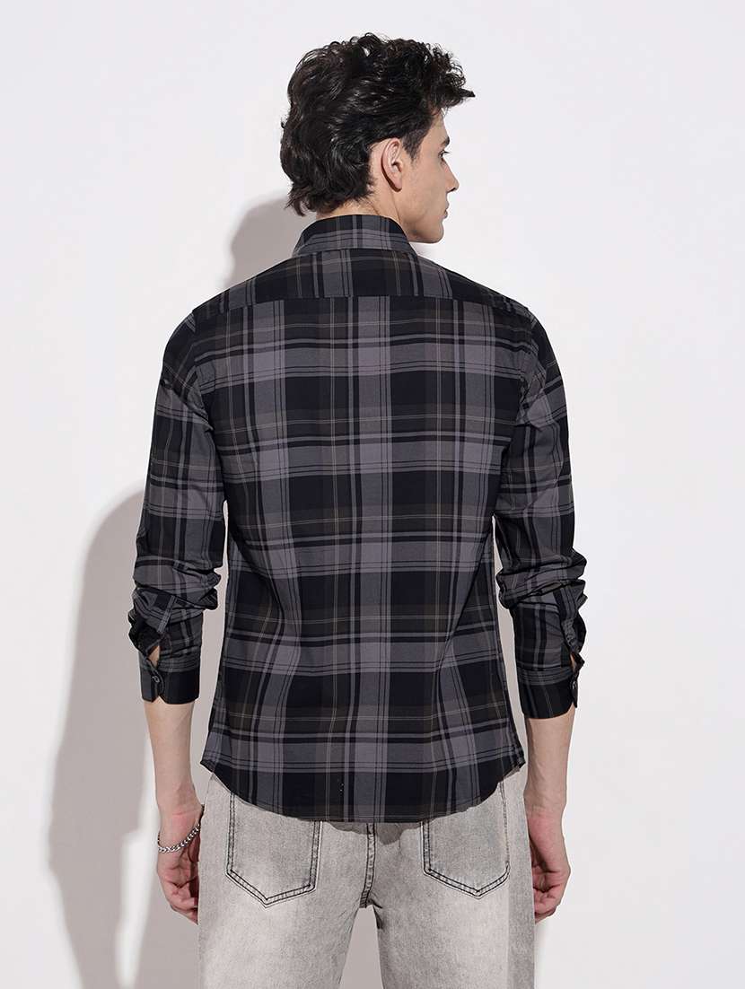 men checkered long sleeve regular fit casual shirt - 22102285 -  Standard Image - 4