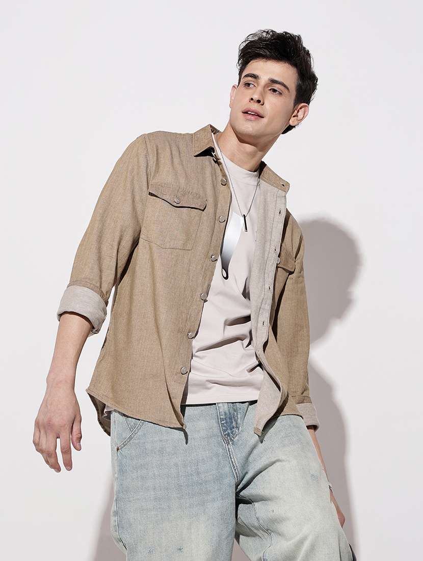 men solid long sleeve regular fit casual shirt - 22102286 -  Standard Image - 1