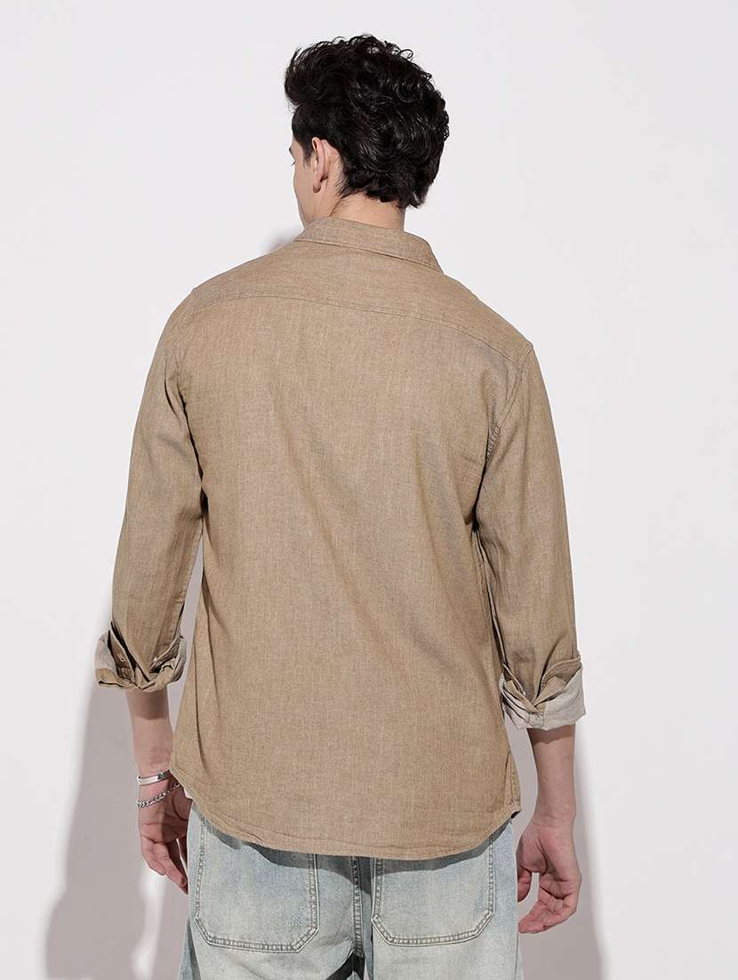 men solid long sleeve regular fit casual shirt - 22102286 -  Standard Image - 4