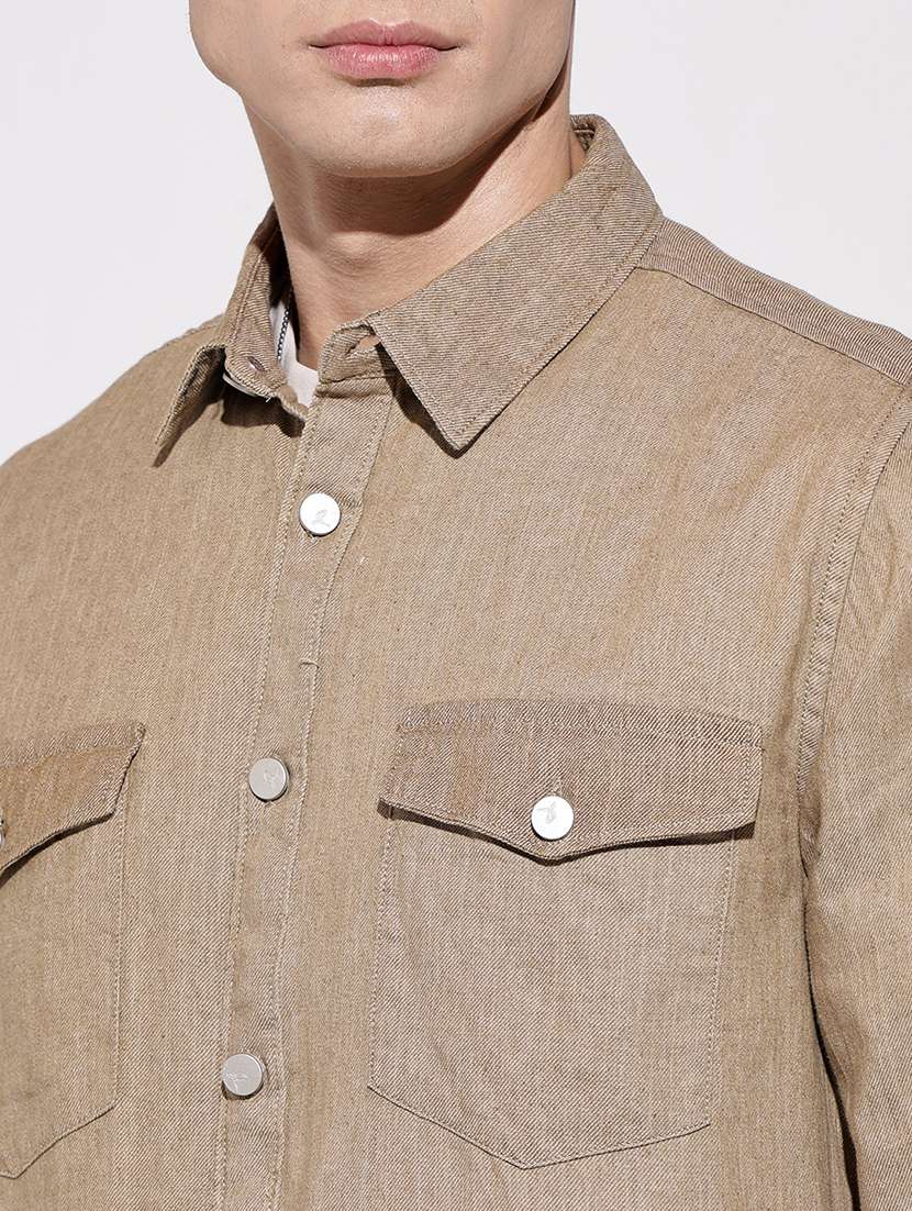 men solid long sleeve regular fit casual shirt - 22102286 -  Standard Image - 6