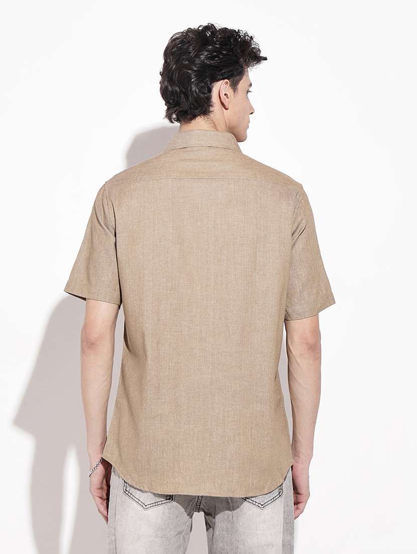 men solid short sleeve regular fit casual shirt - 22102287 - Standard Image - 4