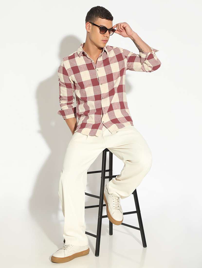 men checkered long sleeve regular fit casual shirt - 22102292 -  Standard Image - 4