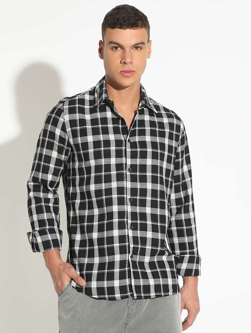 men checkered long sleeve regular fit casual shirt - 22102293 -  Standard Image - 1