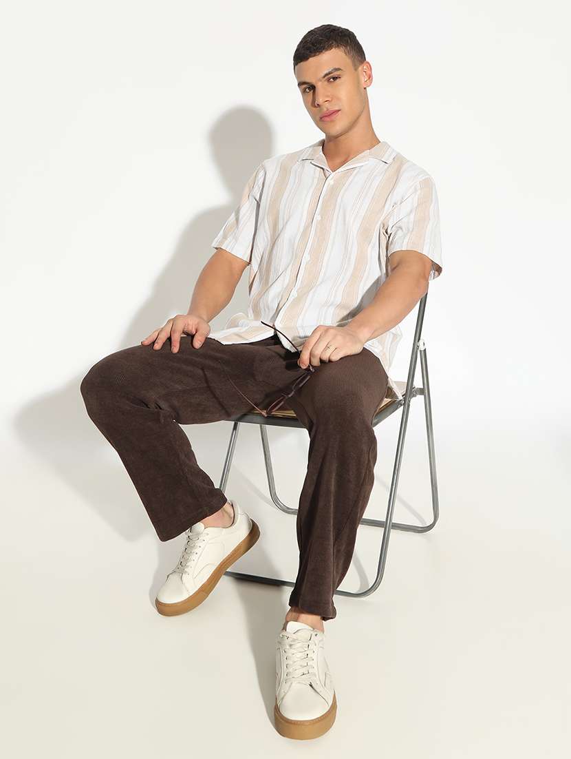 men striped short sleeve loose fit casual shirt - 22102297 -  Standard Image - 4