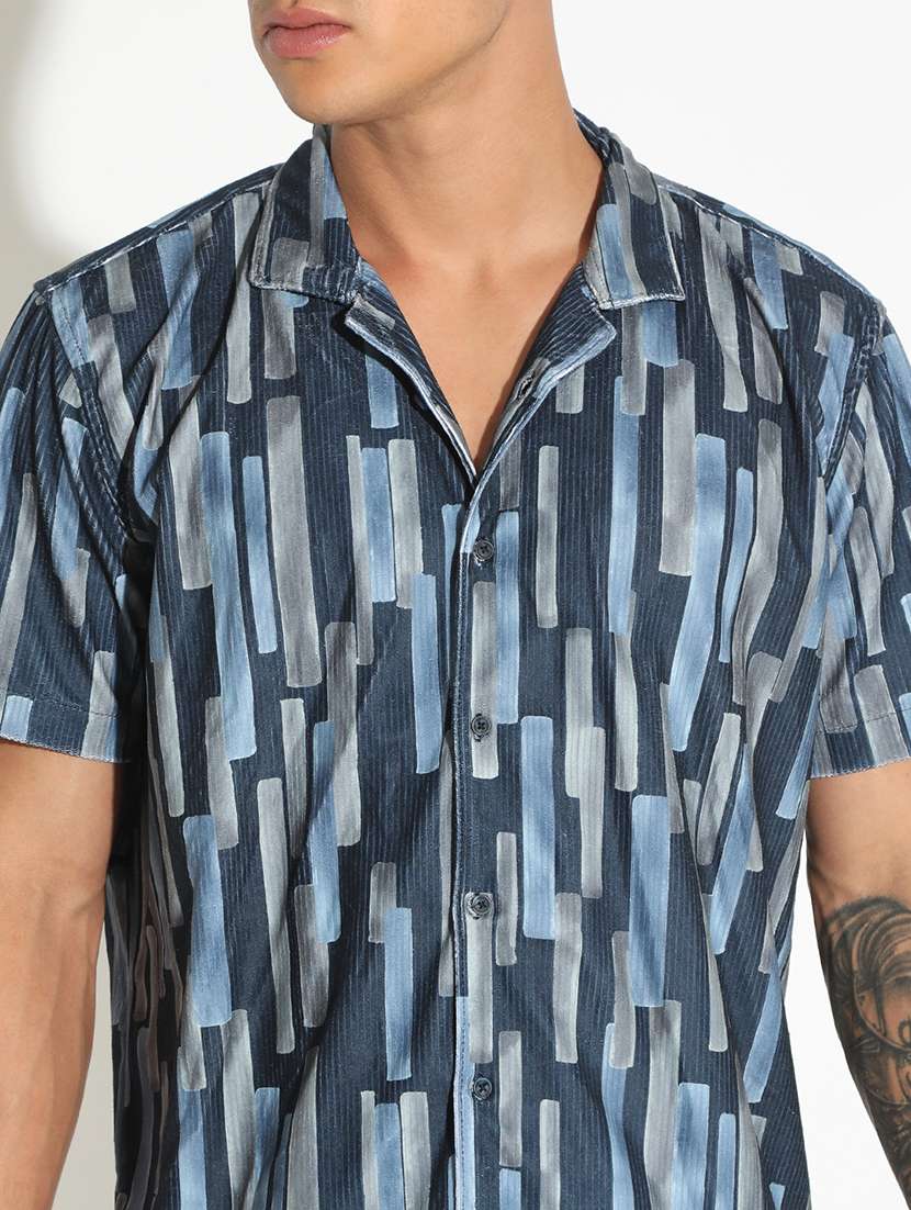 men printed short sleeve loose fit casual shirt - 22102298 -  Standard Image - 4