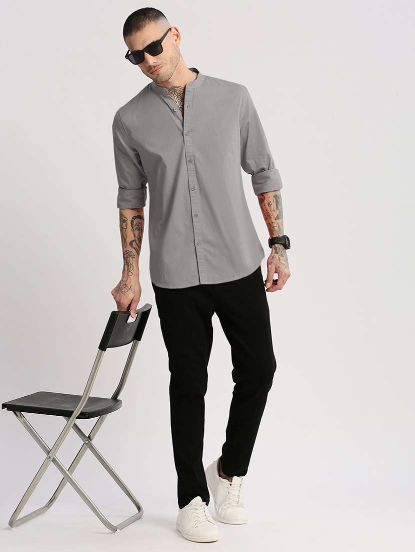 men solid long sleeve regular fit casual shirt - 22102300 -  Standard Image - 4