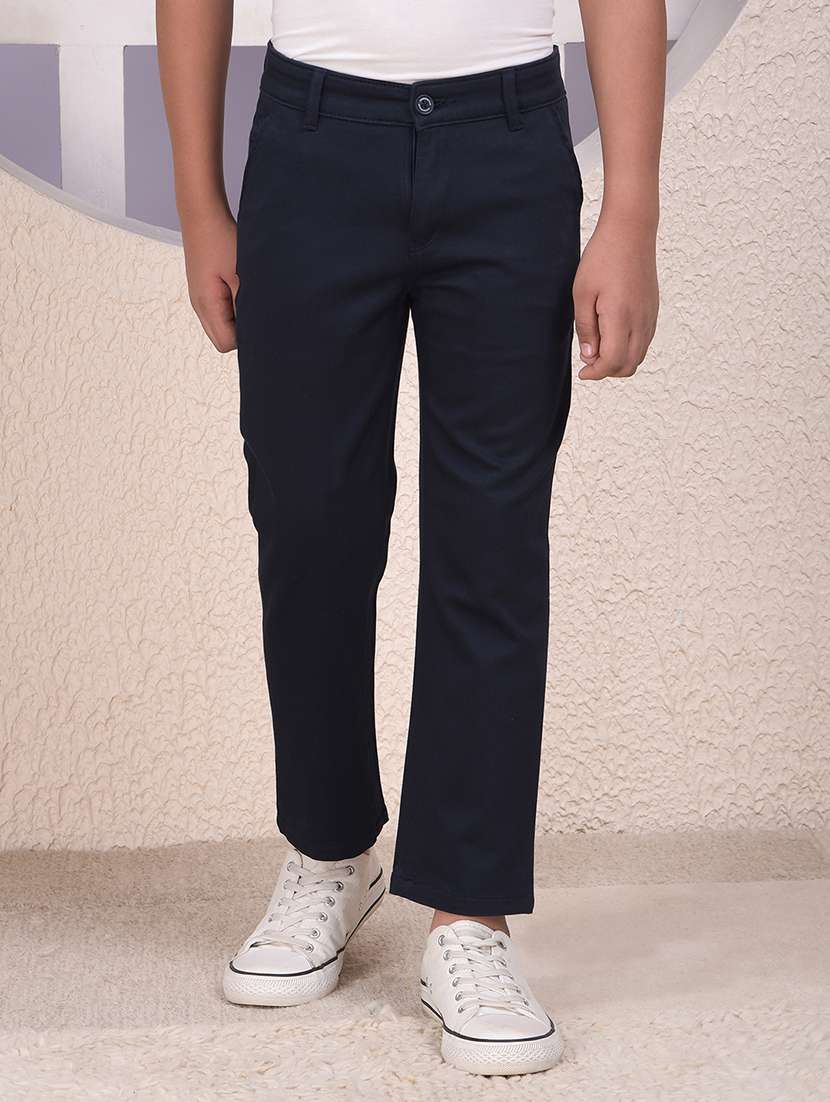 boys solid mid rise chinos