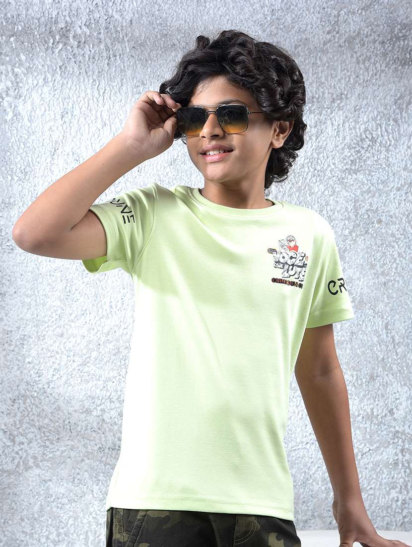 boys printed shorts sleeve regular fit t-shirt