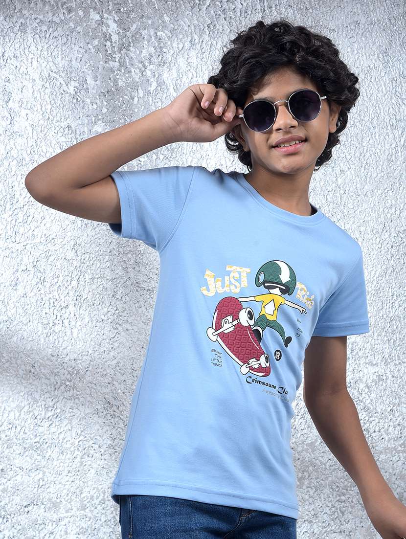 boys printed shorts sleeve regular fit t-shirt