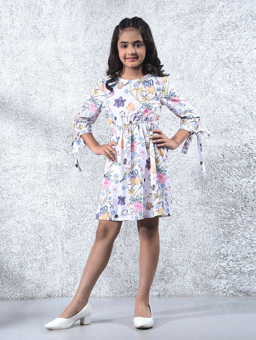 girls printed round neck a-line dress - 22102376 -  Standard Image - 1