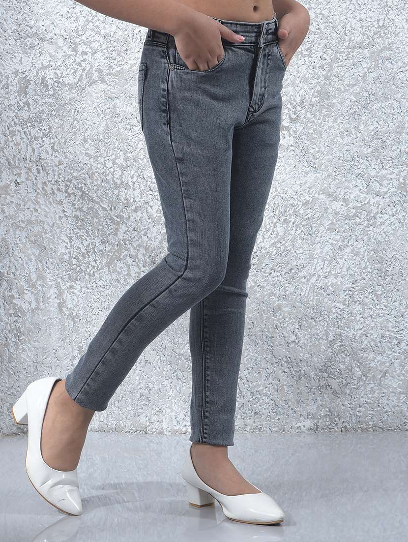 girls solid mid rise slim fit jean - 22102382 -  Standard Image - 1