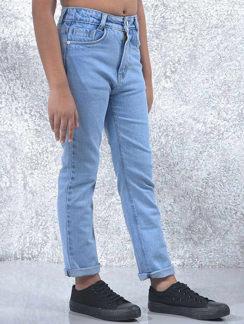 girls solid mid rise straight fit jean - 22102394 -  Standard Image - 1